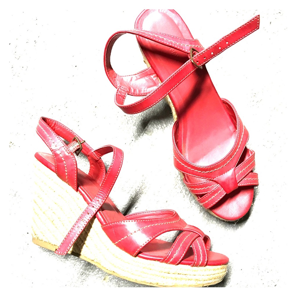 Red and Jute Strappy High Heels